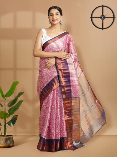 Tissue Magenta Printed Saree